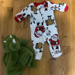 Unisex Christmas Santa Cookie’s and Milk One-Pc Two-Way Zipper Pajamas